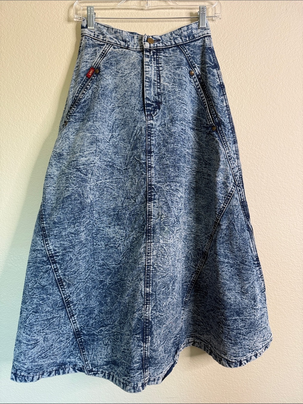 Lee vintage acid wash Blue A-Line Denim Skirt women’s 5/6